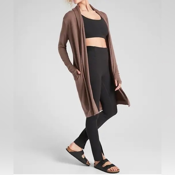 ATHLETA Cozy Soft Canopy Wrap in Nirvana Mineral Brown Cardigan Small - Picture 1 of 12